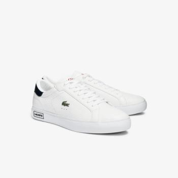 Lacoste Powercourt Leather Sneakers Pánské - Tenisky Bílé / Béžový | CZ-VZFKcJ